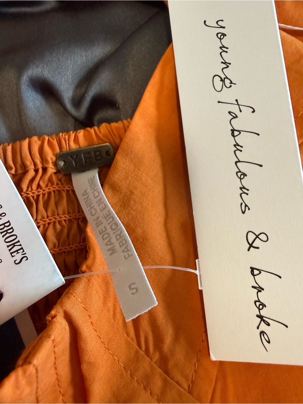 Young Fabulous & Broke Pumpkin Orange Smocked Waist Sundress with pockets(Small) - Picture 7 of 8